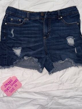 Jordache Girls Distressed Denim Shorts Size 14 Frayed Hem Stretch Jean Shorts